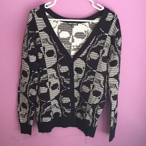 SKULL BUTTON UP KNIT SWEATER